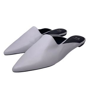 Marc Fisher Sheen Leather Mule Flats White 9M